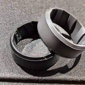 Customer photo review of Men's Tactical Silicone Rings, 9mm Wide 2.5mm Thick, Silicone wedding ring black & gunmetal color