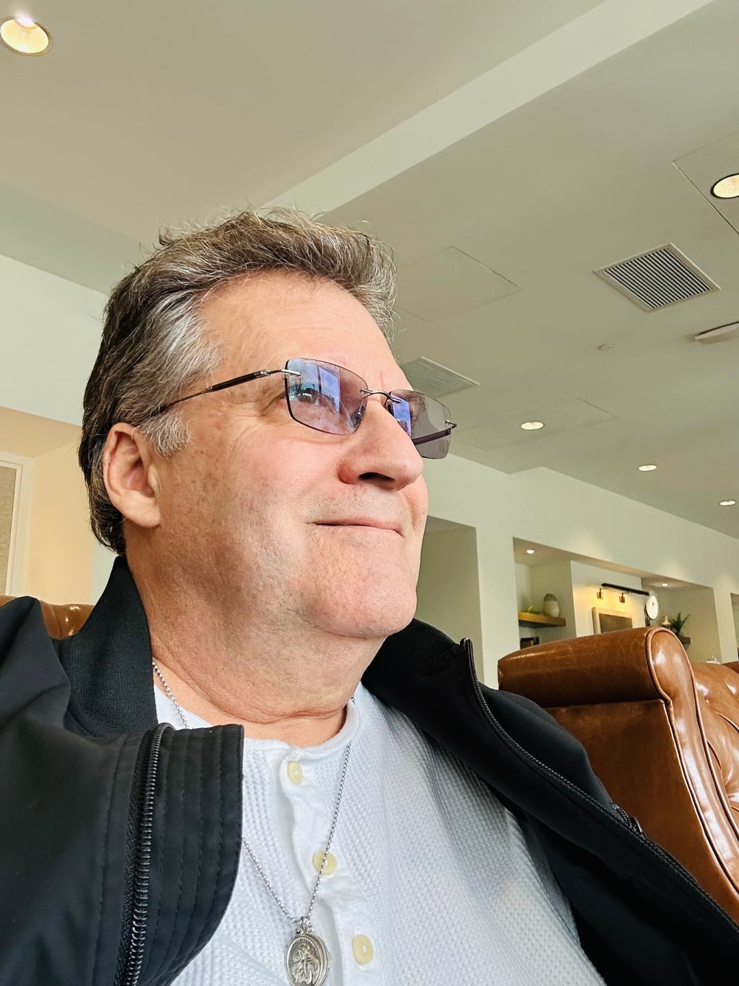 Customer photo review of Hugo | Handmade Wooden Titanium Rimless Eyeglasses | ZanyLen New