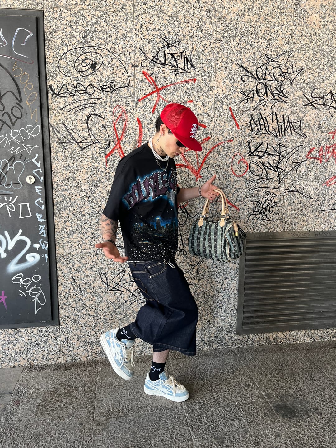 Customer photo review of Boxy L.A. Skyline Iced Out Tee-435