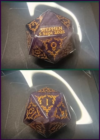 Customer photo review of Custom Mother's Day D20 Dice – Personalized D&D Gift