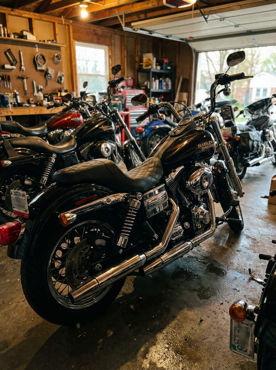 Customer photo review of Iron Born Diamond Stitch 2-Up Seat for Harley Dyna Low Rider FXDL/I Black