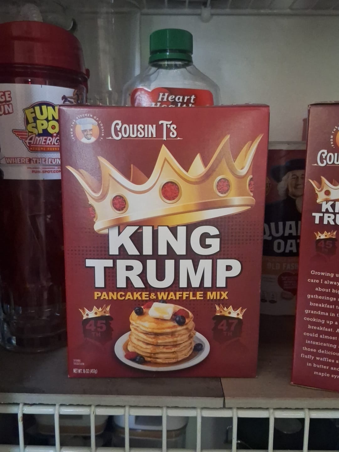 Customer photo review of Cousin T's Gourmet King Trump Pancake & Waffle Mix