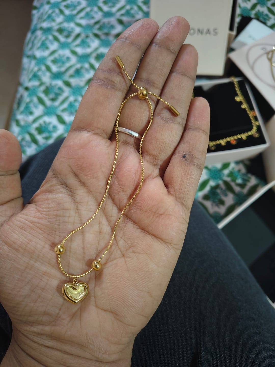 Customer photo review of Moonstone Heart Bracelet