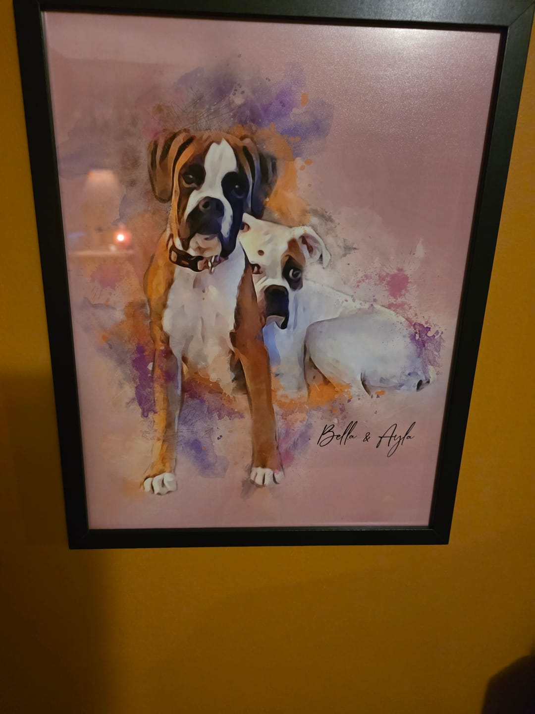 Customer photo review of Watercolor Pet Portrait Wall Art