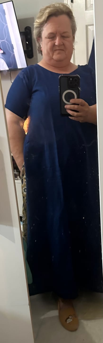 Customer photo review of Beige Yarn Dyed 100% Cotton A-Line Maxi Slit Dress