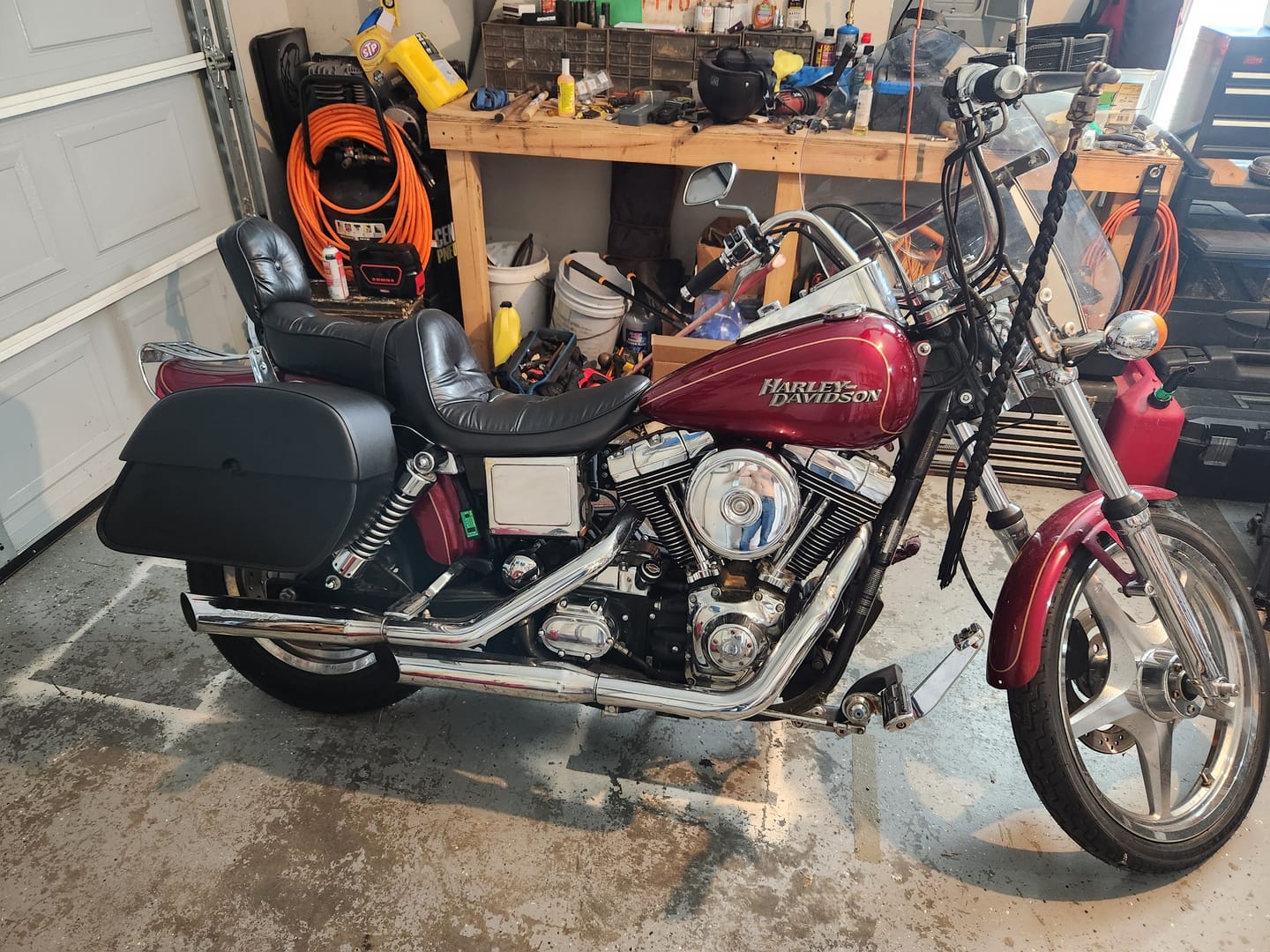 Customer photo review of 32L - Panzer Large Hard Mount Shock Cutout Saddlebags for Harley Dyna Wide Glide FXDWG/I