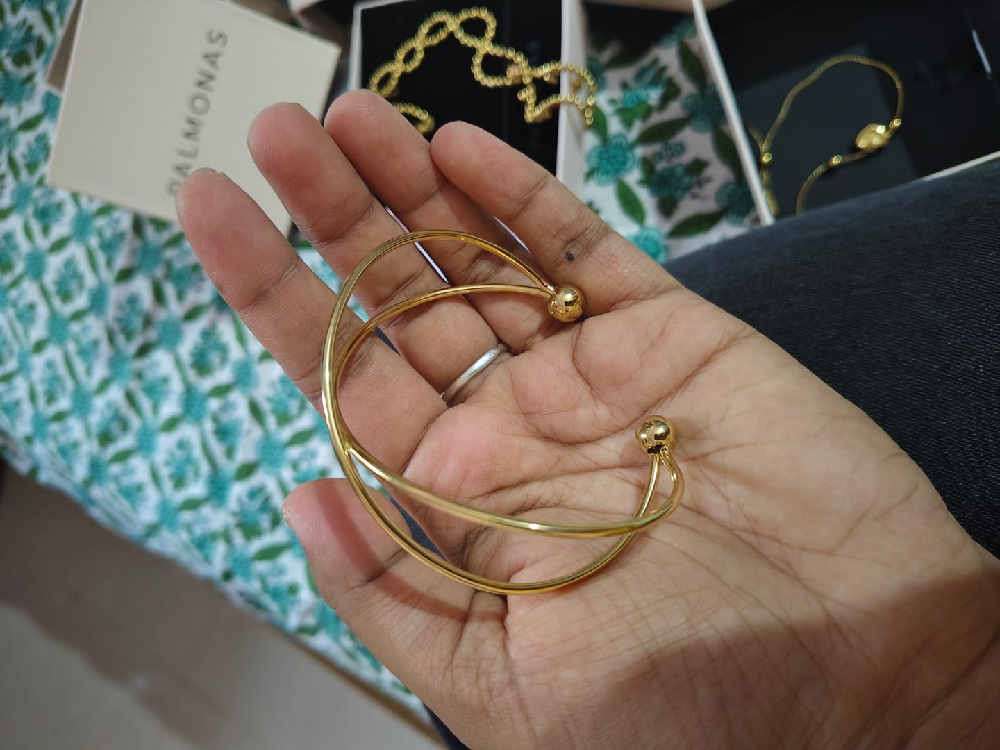 Customer photo review of Golden Crossover Kada Bracelet