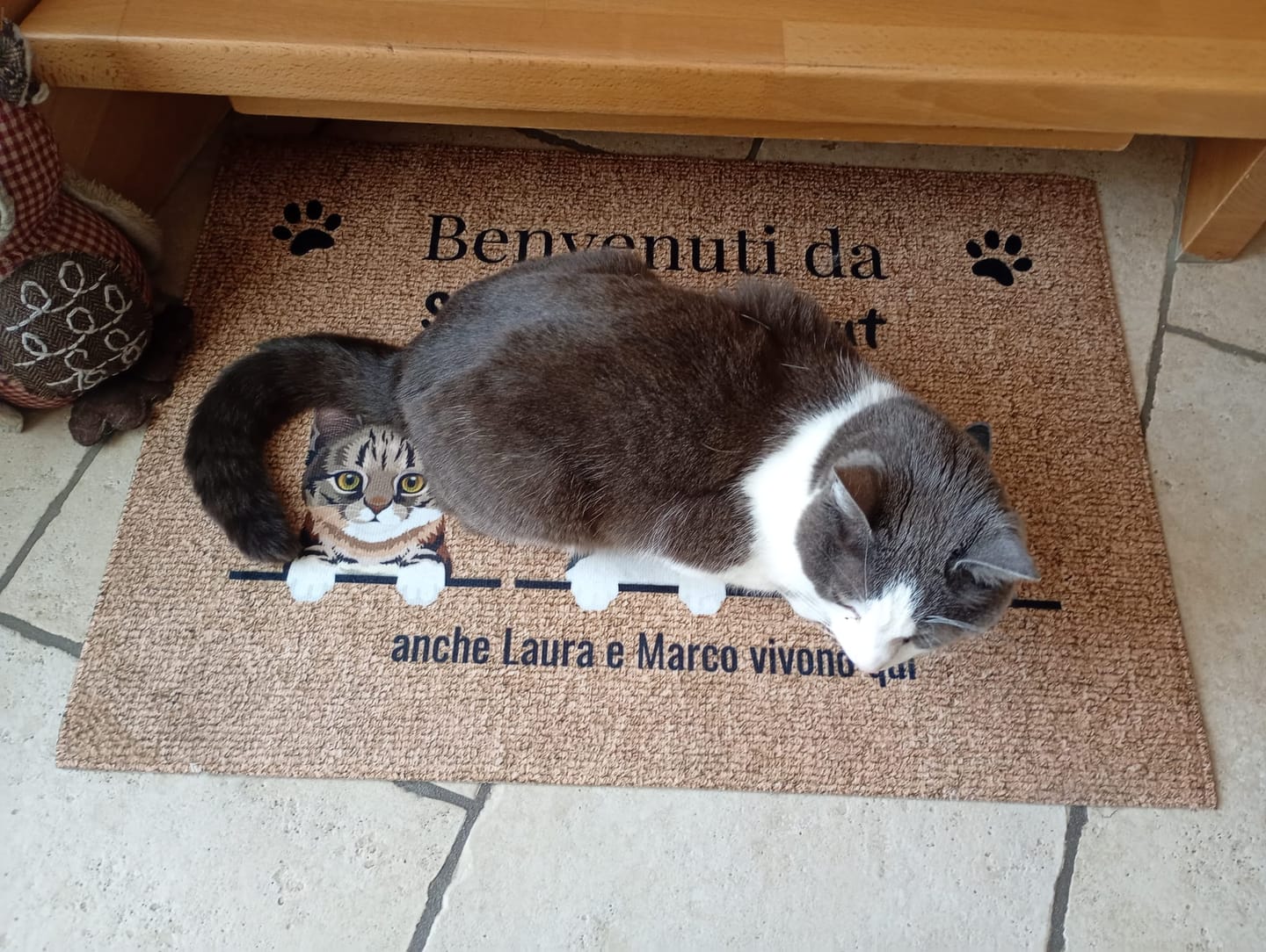 Customer photo review of Benvenuti da – Zerbino personalizzato