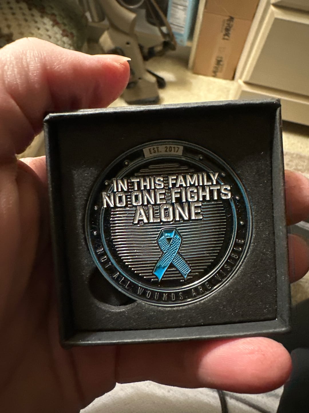 Customer photo review of PTSD Awareness - Challenge Coin