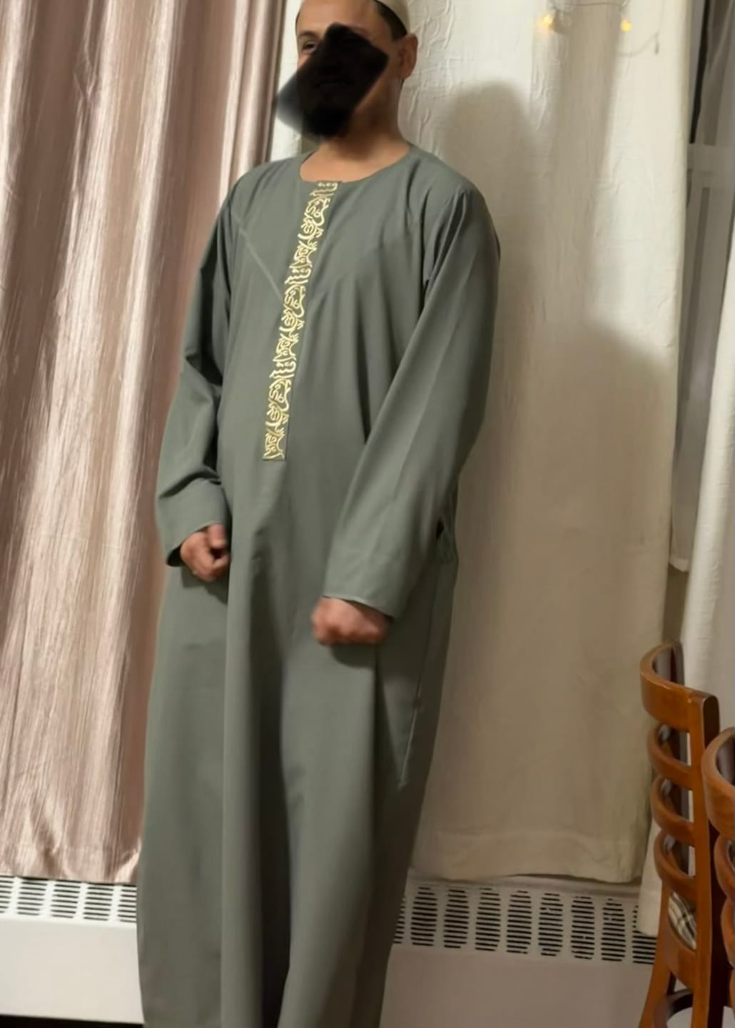 Customer photo review of Emirati Thobe Embroidered - olive grey