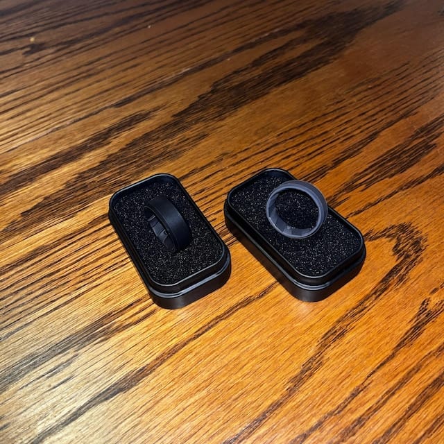 Customer photo review of Men's Tactical Silicone Rings, 9mm Wide 2.5mm Thick Rubber Wedding Bands for Him, Breathable Working Man's Performance Ring