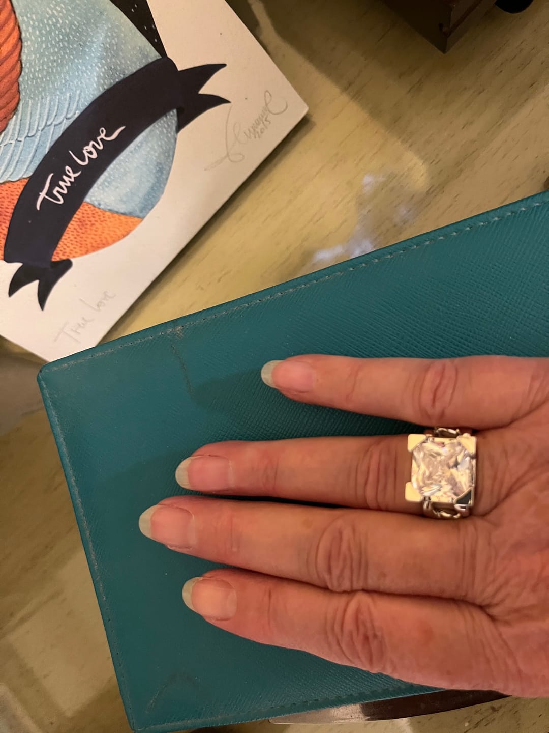 Customer photo review of LuxeLink Glass Square Ring