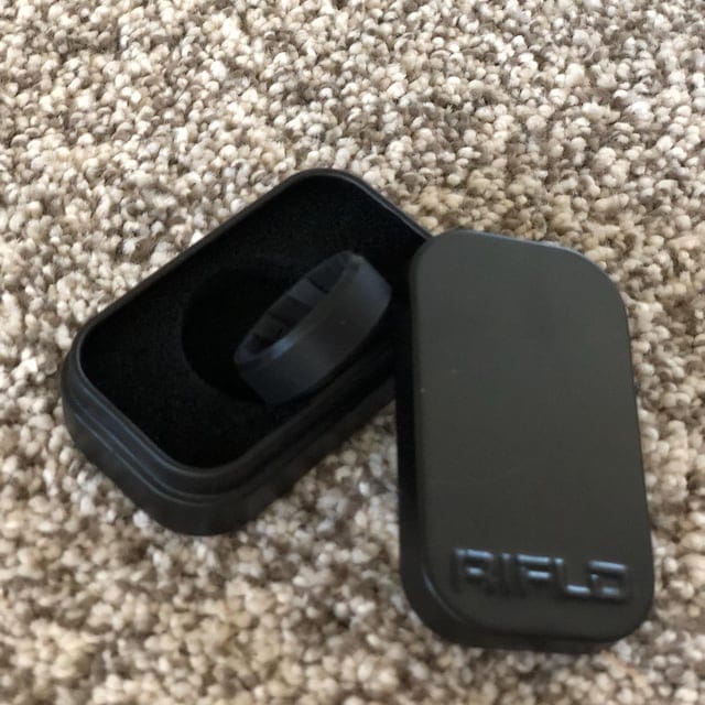 Customer photo review of Men's Tactical Silicone Rings, 9mm Wide 2.5mm Thick, Silicone wedding ring black & gunmetal color