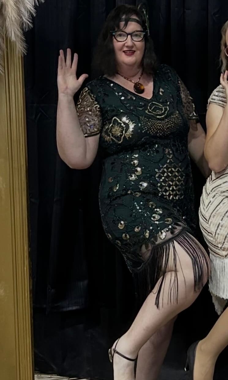 Customer photo review of Margot Plus Size Gatsby Dress - Green