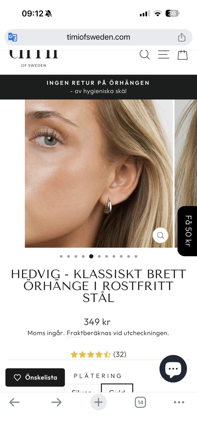 Customer photo review of Hedvig - Classic Wide Hoop Earring Stainless Steel