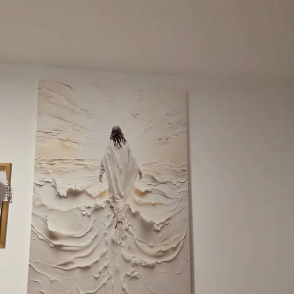 Customer photo review of Christian Jesus Canvas Print, Walking Into Light Religious Wall Art Decor
