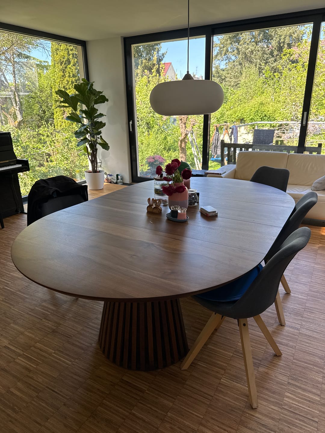 Customer photo review of Vivien Extendable Round Dining Table in Darker Walnut