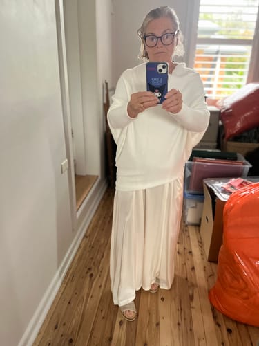 Customer photo review of Asymmetric Draped | Ivory | Seamless Knit