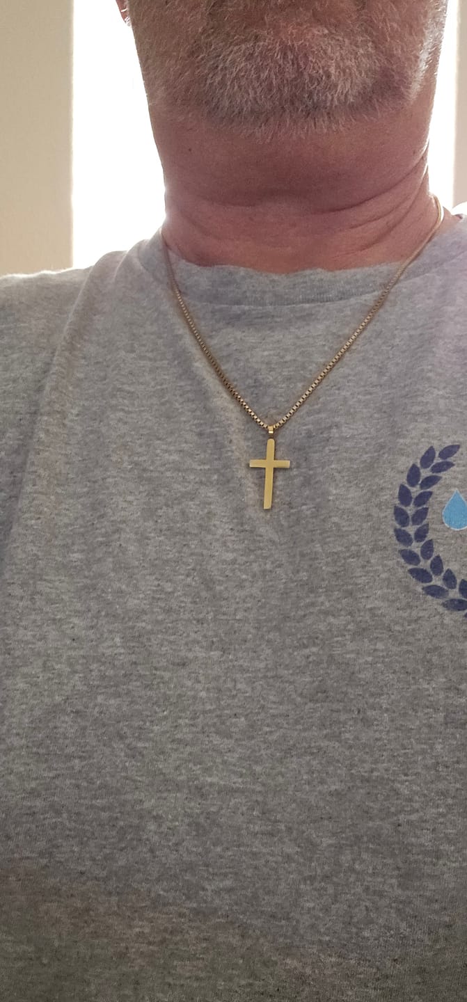 Customer photo review of Classic Cross & Box Chain