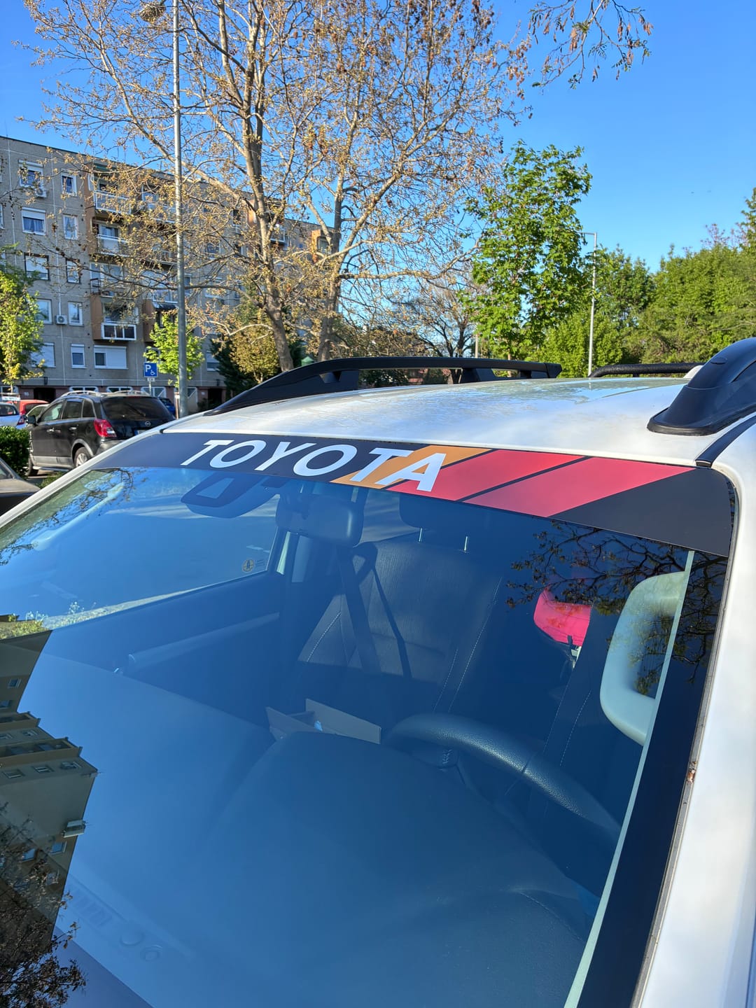 Customer photo review of Toyota Windshield Banner Decal - Black Retro