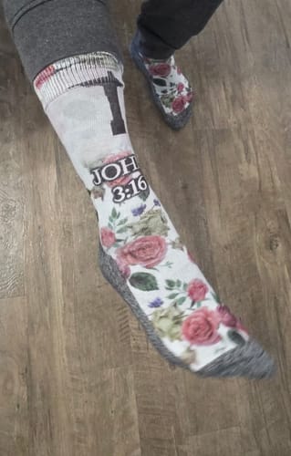 Customer photo review of The Fiery Furnaces - Bible Verse Crew Socks