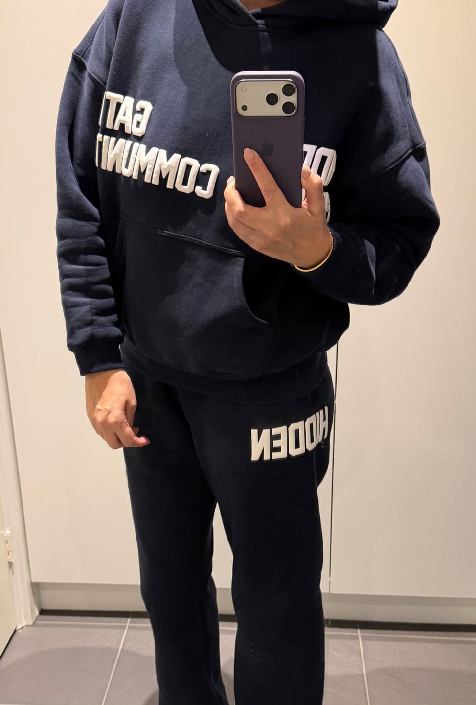 Customer photo review of GATED COMMUNITY STRAIGHT LEG SWEATPANTS NAVY