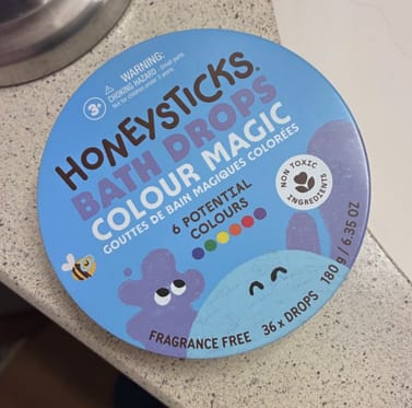 Customer photo review of Honeysticks Bath Drops Color Magic 36pk