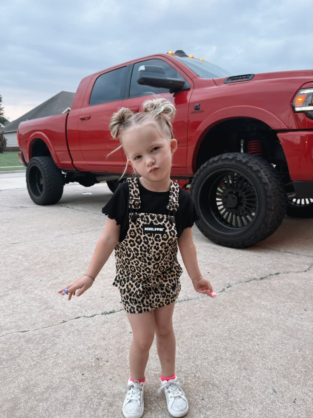 Customer photo review of Overall Dress in Bubble Gum Checkered