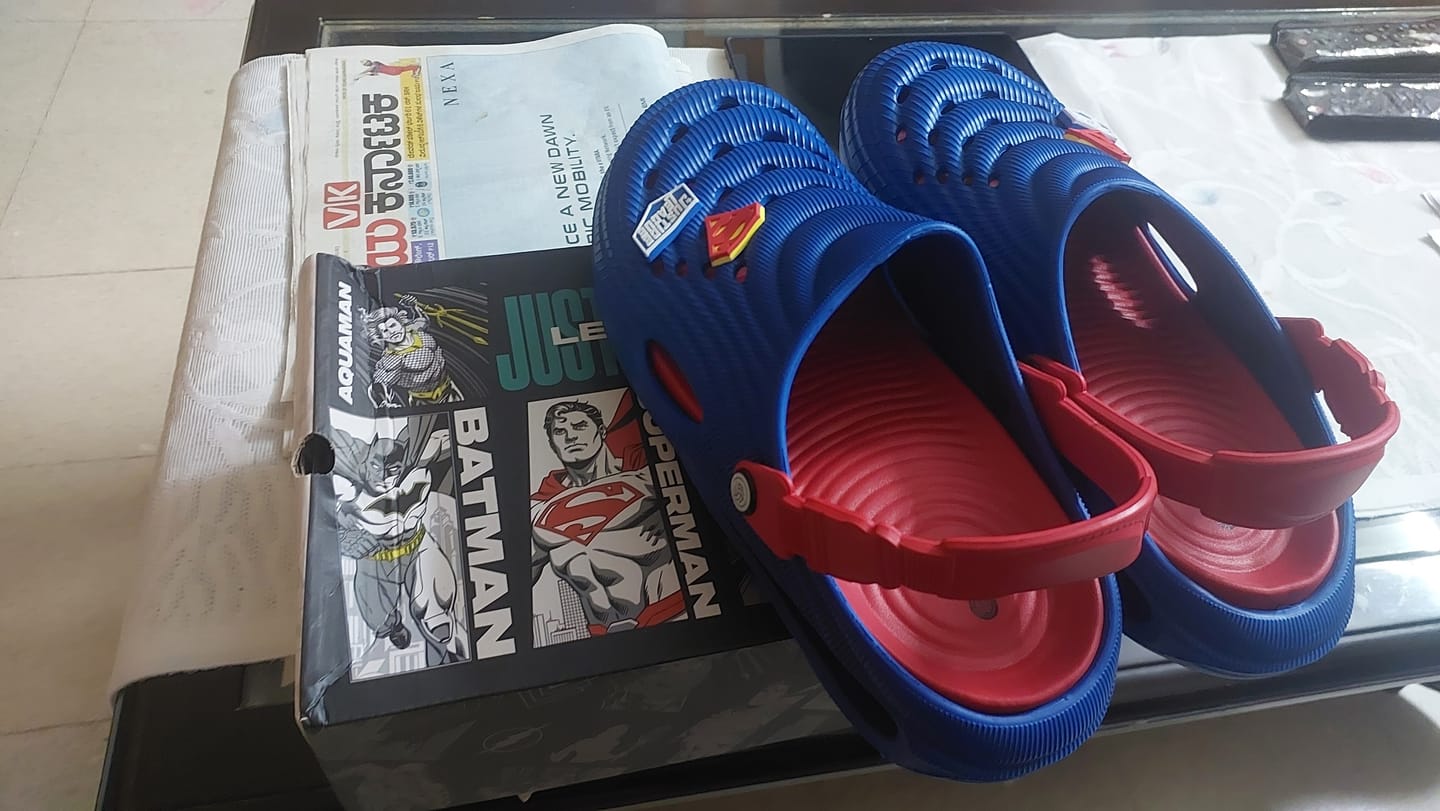 Customer photo review of Justice League PowerGrip Clogs