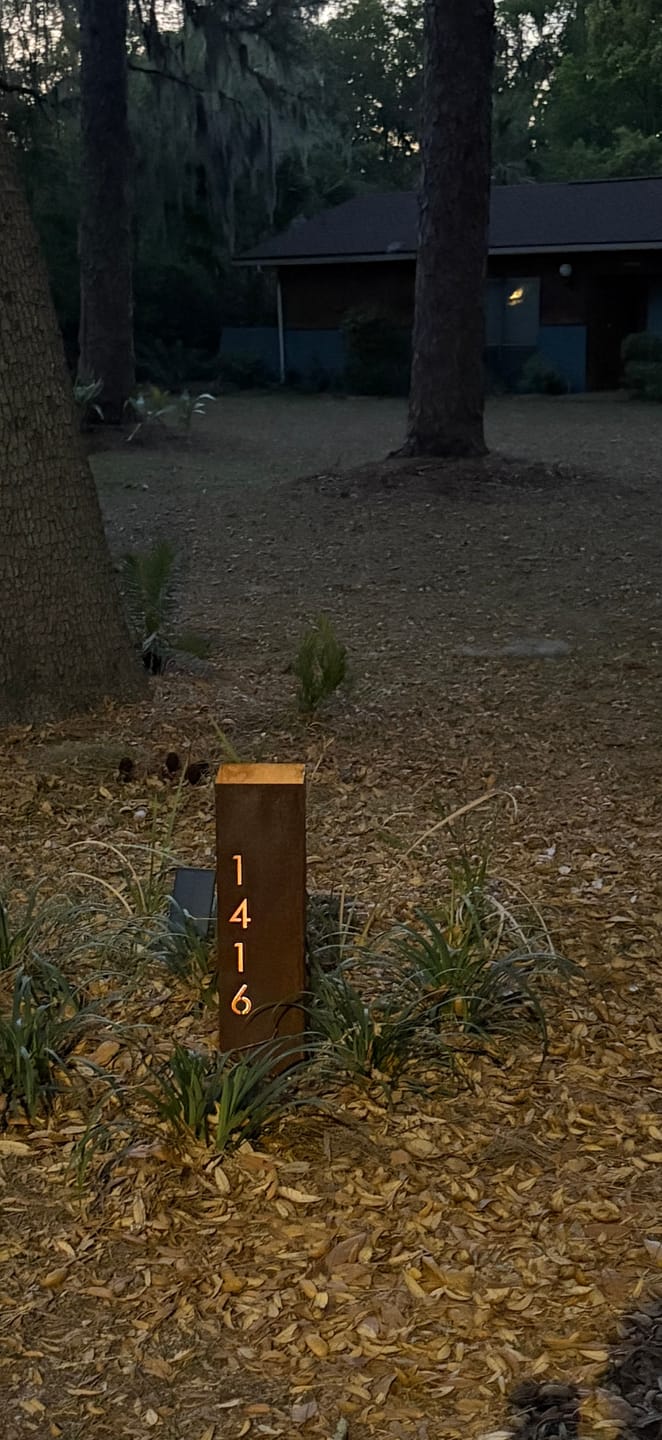 Customer photo review of Personalized Metal Address Garden Column – Custom House Number Sculpture | Rusted Steel Outdoor Yard Sign