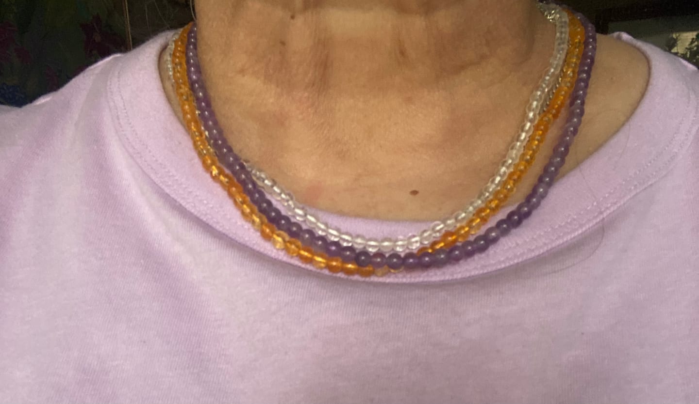 Customer photo review of Amethyst Beaded Necklace Mini
