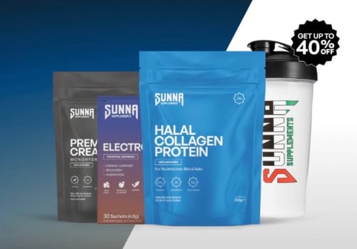 Reviewer's Ramadan Bundle showing Sunna supplements: Collagen Protein, Electrolytes, Creatine, and a shaker bottle.