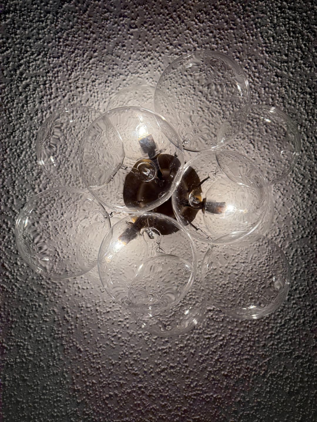 Customer photo review of 3-Light Brass Cluster Clear Glass Globe Bubble Ceiling Light