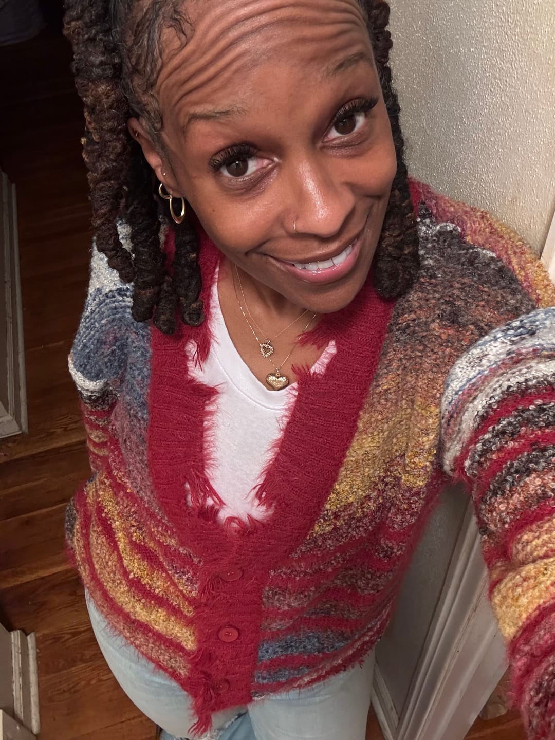Customer photo review of Aelfric Eden Fringe Stripe Cardigan