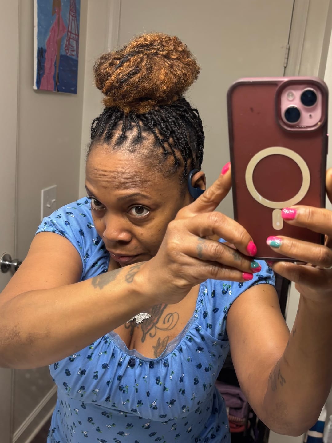 Customer photo review of #T1B/4 Medium Brown Multi-Textured Kinky Curly Human Crochet Hair with Dark Roots