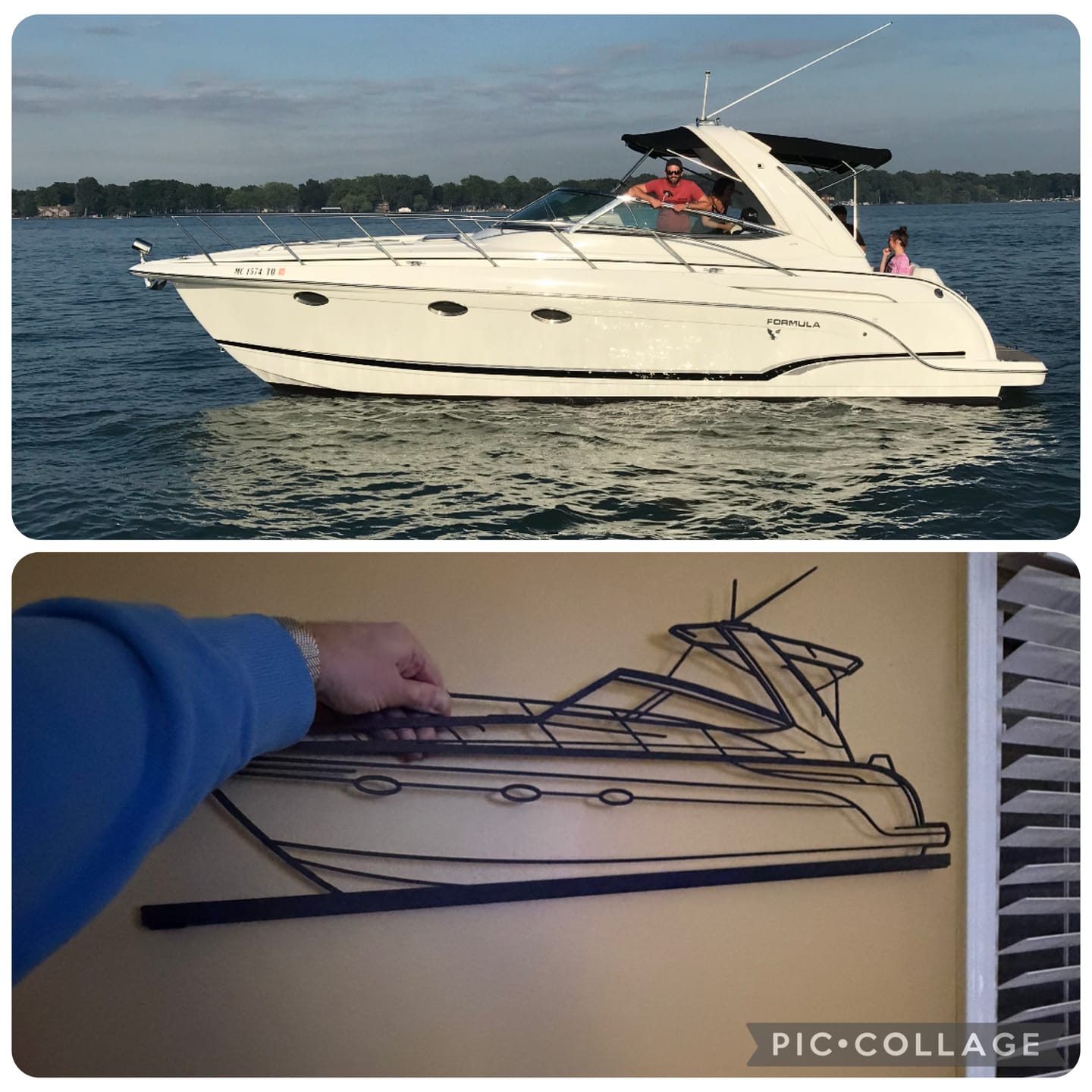 Customer photo review of Your Custom Boat Silhouette Metal Wall Art