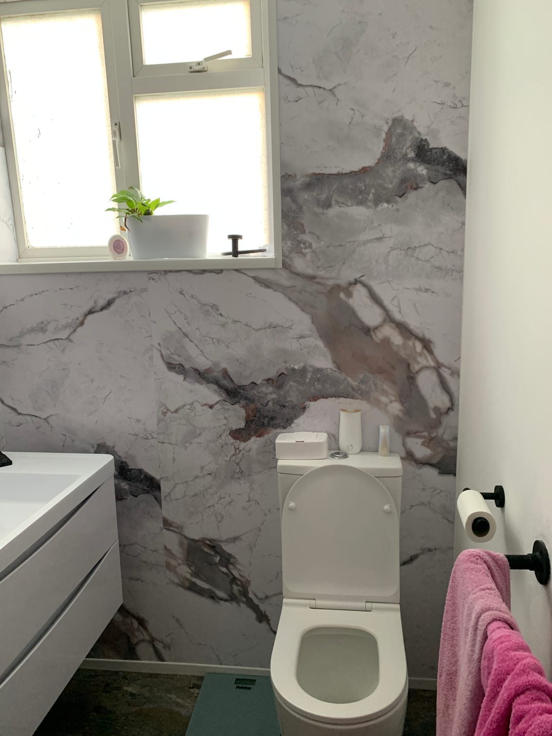 Customer photo review of Premium Sapphire Marble Matt Shower Wall Panel – 1M x 2.4M