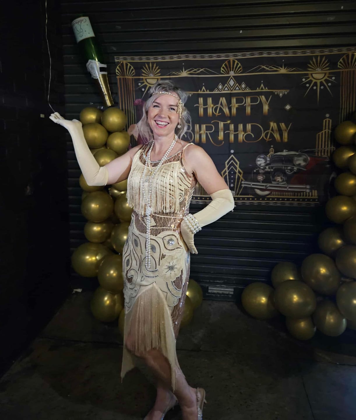 Customer photo review of Frankie 1920's Gatsby Dress - Cream