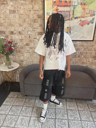 Customer photo review of Rhinestone Logo Graphic T-shirt-421
