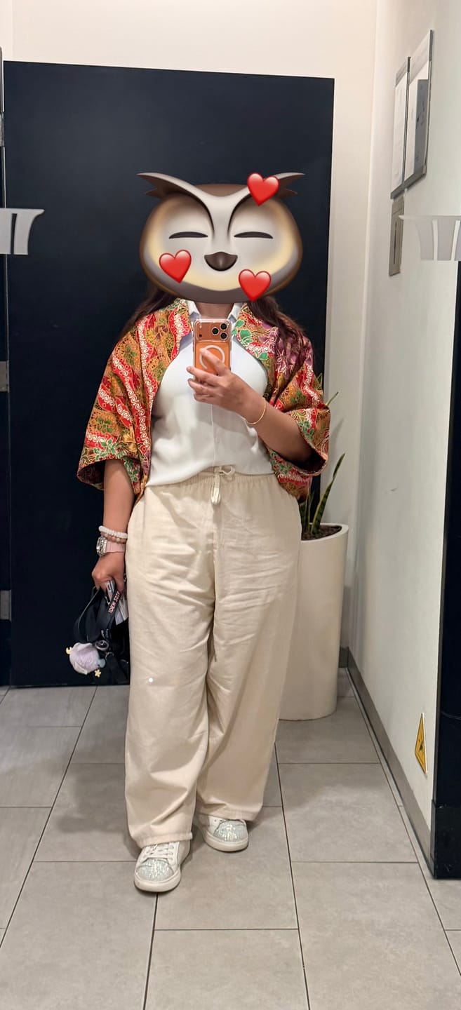 Customer photo review of Wide Leg Relaxed Cotton Pants