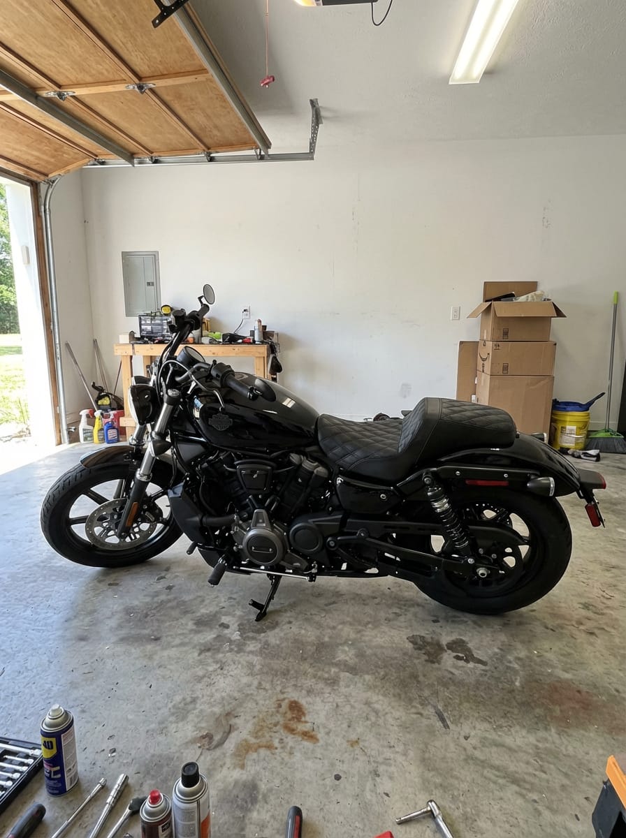 Customer photo review of Iron Born Diamond Stitch 2-Up Seat For Harley Sportster Nightster RH975/S Black