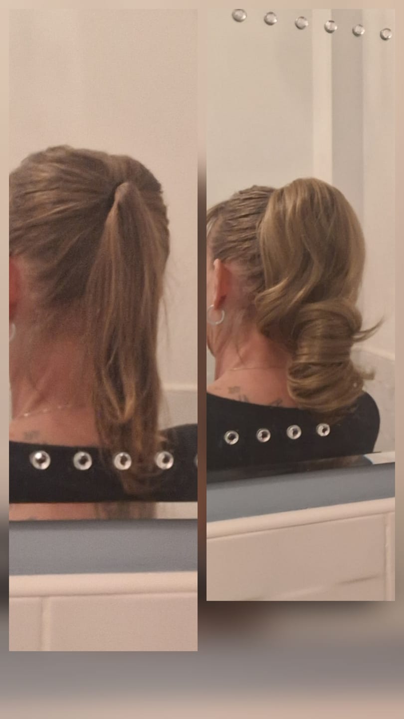 Customer photo review of 12" Blowout Ponytail #10/12 (Pansy)