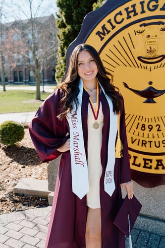 Customer photo review of Quick CUSTOM Order 4.5" Sewn Satin Graduation Stole