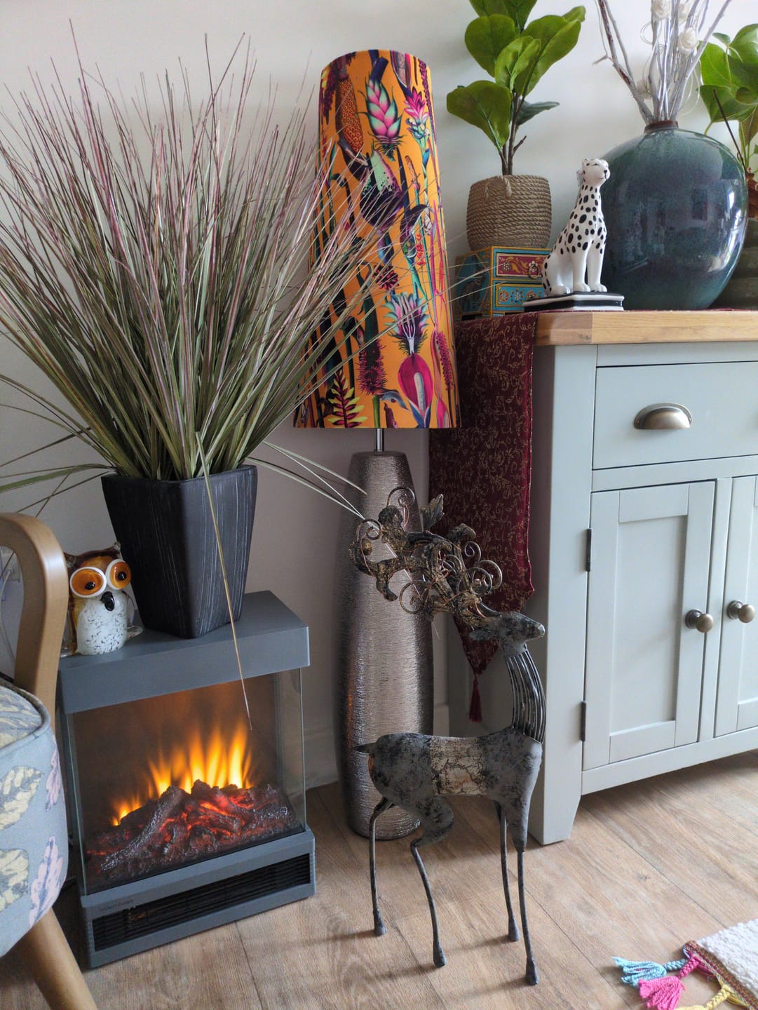 Customer photo review of Extra Tall Conical Handmade Handmade Lampshade with Sunburst Botanical fabric