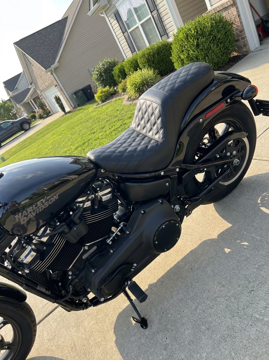 Customer photo review of Iron Born Diamond Stitch 2-Up Seat For Harley Sportster Nightster RH975/S Black