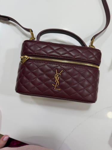 Customer photo review of GABY MINI VANITY 18 IN AUBURN RED LAMBSKIN GOLD HARDWARE