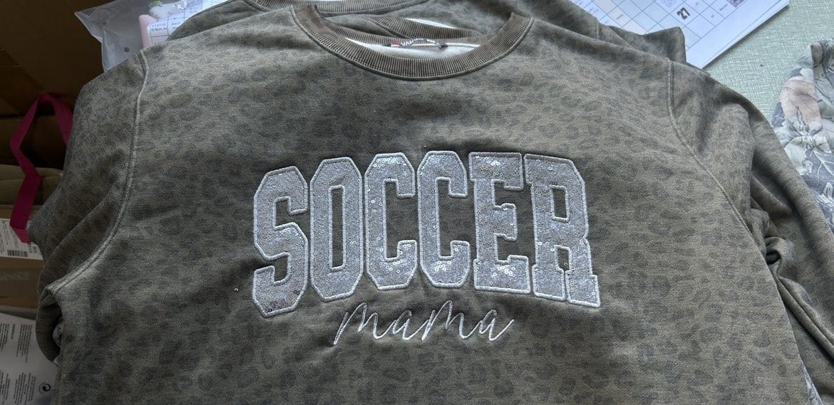 Customer photo review of Custom Sequin Baseball MAMA Sweatshirt Sports MAMA Sweatshirt – Personalized Glitter Letters Sweatshirt Vintage Style | Gifts for Sports Mom