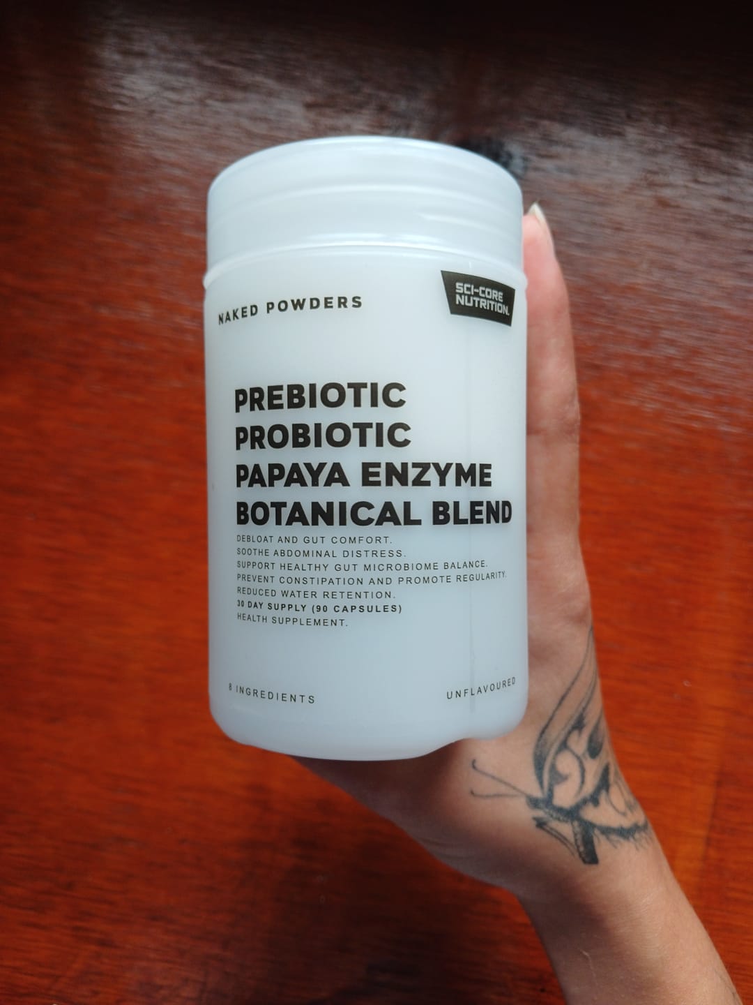 Customer photo review of Prebiotic, Probiotic, Papaya Enzyme, Botanical Blend - 90 caps | 30 day supply (new)