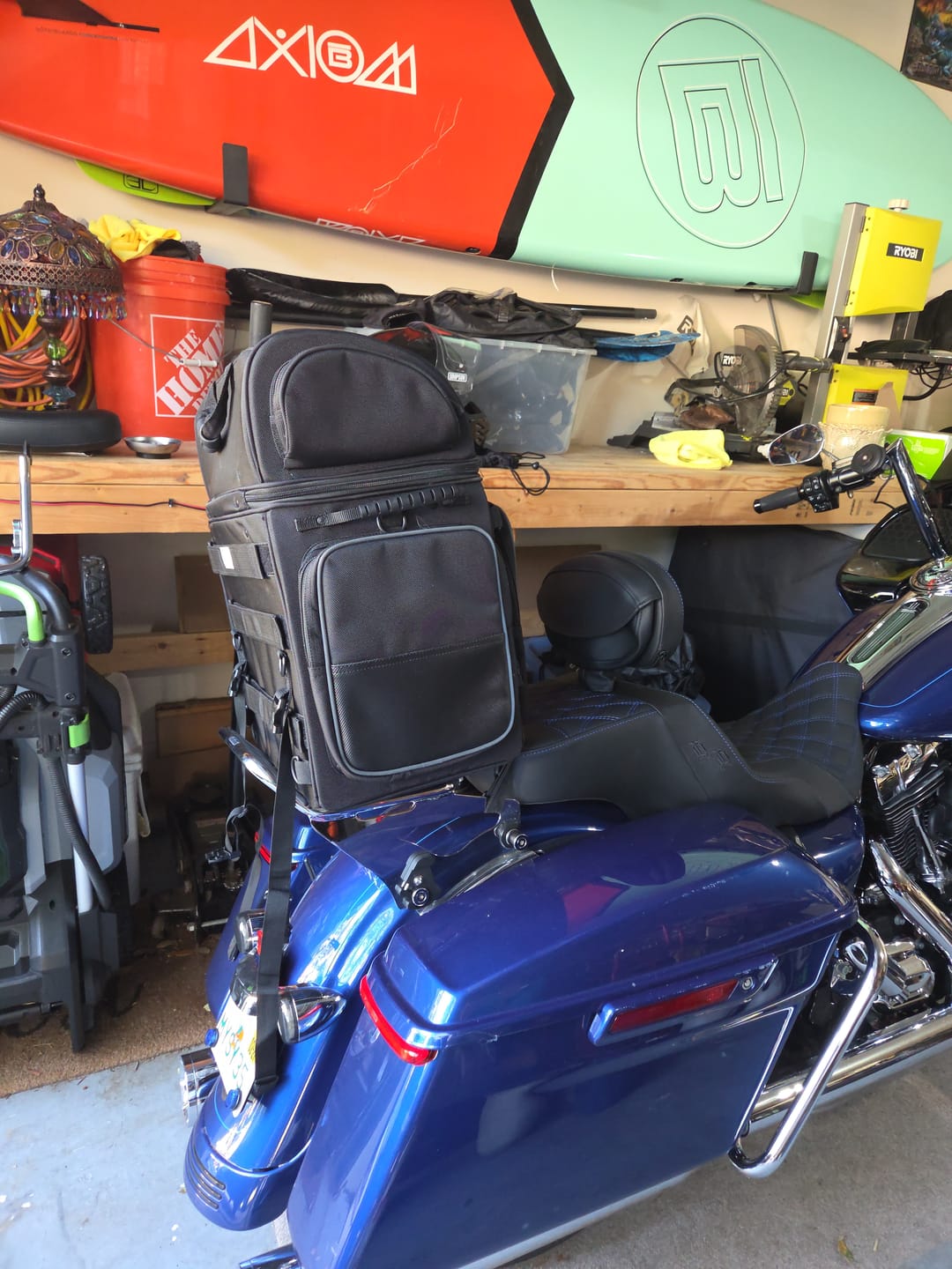 Customer photo review of 57L - Voyage Premium XL Motorcycle Sissy Bar Bag for Harley Davidson