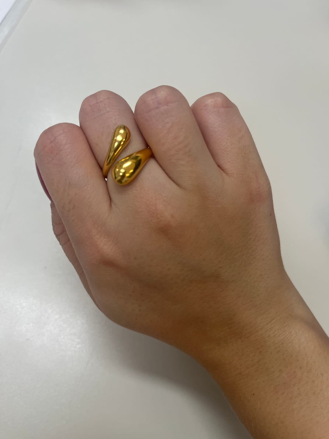 Customer photo review of Anel Pontos Bali Banhado em Ouro 18k - Regulável